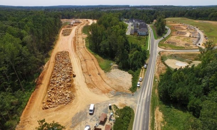Aerial view of Briar Chapel construction