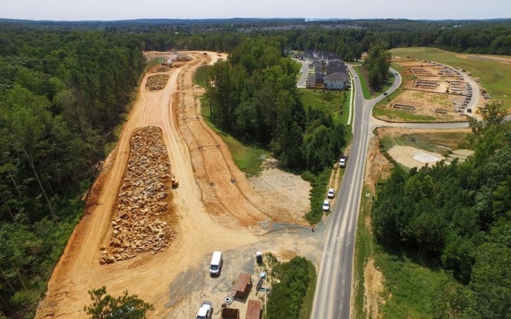 Aerial view of Briar Chapel construction