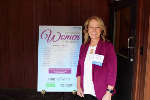 Barbara Angell receiving Triangle Business Journal Women in Business Award in Raleigh