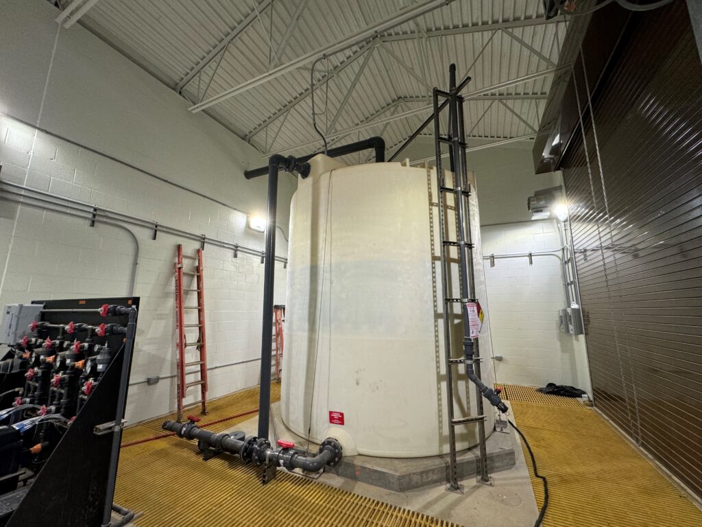 Inside the dechlorination facility building